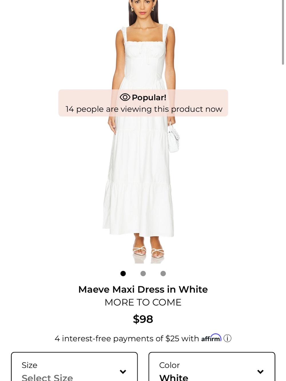 White Square-Neck Tiered Maxi Dress - Picture 2 of 4